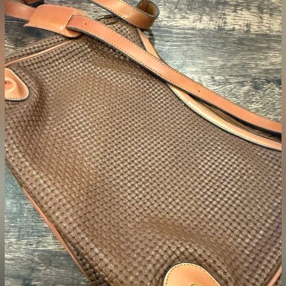 Vintage Brown and Tan Shoulder Bag with Leather Trim - Picture 3 of 6
